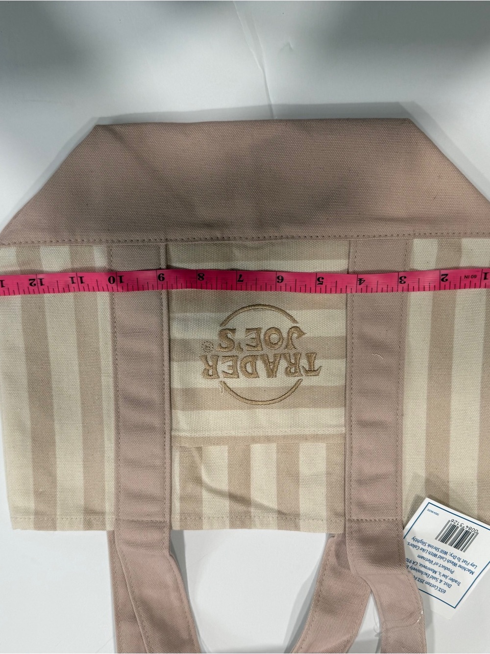 Trader Joe’s Mini Striped Canvas Tote-2026- Summer- Beige- Limited Edition - Picture 4 of 5